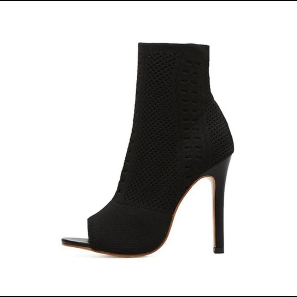 Women's Boots Elastic Knit Stretch Sock Boots Peep